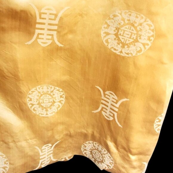 1950s Pin Up Wiggle Dress 10 Curvy Gold Chinese Brocade Rockabilly 25" Waist - Picture 3 of 10